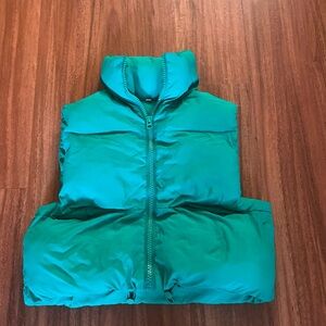 Teal Puffer Cropped Vest